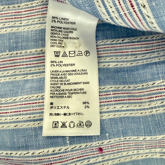 NWT Tommy Bahama BELIZE ME STRIPE Long Sleeve Linen Shirt – Size Medium - Picture 9 of 11